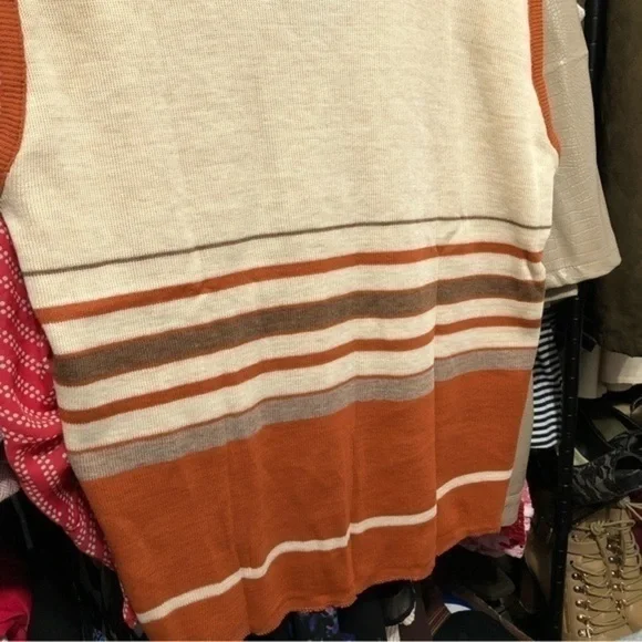 Dead Stock Vintage Striped Ribbed Piping Sweater Vest Sz Large -The "Esther" Top - Picture 5 of 16